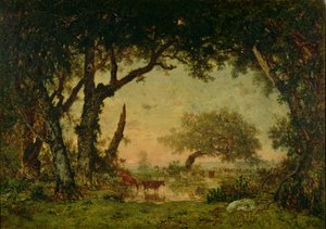 Il bordo della foresta a Fontainebleau, tramonto, 1850-51